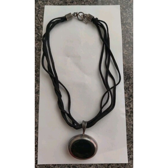 VTG Silver Dalmatian Jasper Onyx Necklace 16